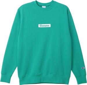 Мужская базовая толстовка Champion C3-C030 с длинным рукавом, из французского махрового хлопка, с графическим логотипом США и круглым вырезом, зеленый