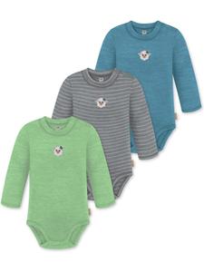 Normani Outdoor Sports Комплект из 3 детских боди с длинными рукавами из мериносовой шерсти "Туай" в сине-серо-зеленой расцветке