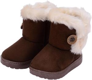 Девочкам Мягкие Теплые Толстые Снежные Сапожки Зимние Милые Пушистые Сапоги с Меховой Подкладкой До Лодыжки для Холодной Погоды Generic, Coffee
