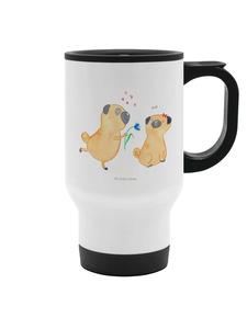 Mr. & Mrs. Panda Термокружка для путешествий с изображением мопса, надписью «Влюблен, без слов», белого цвета