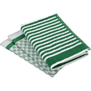 РОСС Полотенце Exclusiv 1 кухонное махровое полотенце (полоски) и 2 полотенца для посуды (клетчатый дизайн) Ross, зеленый