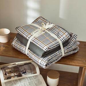 Muji Комплект постельного белья из 3 предметов (простыня 90 см, пододеяльник 150х200 см), цвет Mulberry Pattern, японский стиль, ткань из чистого хлопка