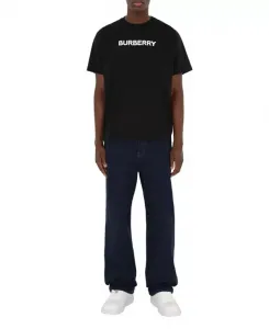 Хлопковая футболка с логотипом Burberry, черный