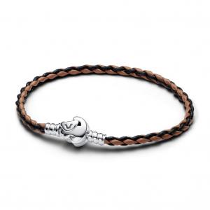 Браслет Disney The Lion King Clasp Pandora Moments Braided Leather Bracelet, стерлинговое серебро