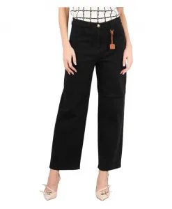 Хлопковые джинсы с высокой талией и широкими штанинами Elisabetta Franchi, черный