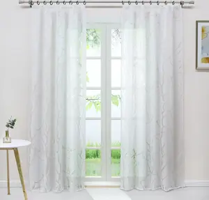 Штора, присборенная лента, вуаль с принтом веток, полупрозрачная штора (1 шт.), ВxШ 245 x 140 см Joyswahl