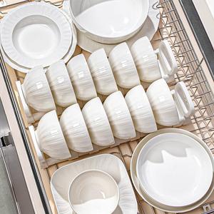 Luowei Набор посуды из подглазурного фарфора: тарелки и миски, белый фарфор, устойчивый к высоким температурам, для домашнего использования, включает миски, тарелки и палочки для еды, новый стиль 2025