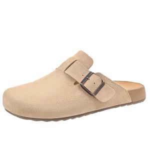 Мужские сандалии Trend Series с резиновой подошвой, кожаные, в стиле пэчворк, без специальных функций, с закрытым носком, абрикосового цвета AOKANG, Apricot