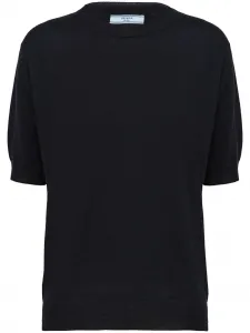 Кашемировый топ с логотипом Prada, синий