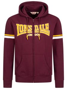 Толстовка с капюшоном на молнии LONSDALE Darfield, темно-красный