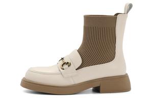 Ботильоны на каблуке 4 см женские черные экрю BELLE