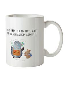 Детская кружка с надписью Пингвин и мышка-путешественник белого цвета Mr. & Mrs. Panda