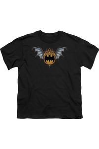 Футболка с коротким рукавом для детей с логотипом Batman в виде крыльев летучей мыши Gildan, черный