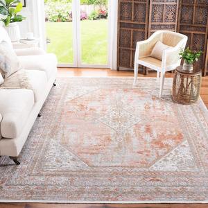 Ковер для гостиной, спальни, столовой, домашнего офиса SAFAVIEH, 244 x 305 см, Shivan Collection Rose / Grey SHV725Q Medallion Distressed Non-Shedding