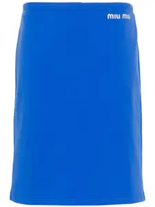 Юбка-карандаш с вышитым логотипом Miu Miu, синий