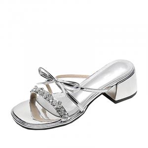 Тапочки-слайды женские, экрю/серебро CAOT, Silver 3.5Cm