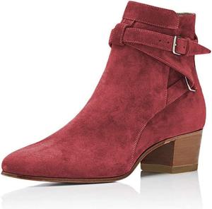 Женские ботильоны YDN с низким каблуком, из замши, ковбойские сапоги, накидные, с пряжкой, Schamottstein