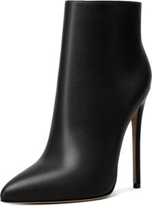 Женские ботильоны SAMMITOP на высоком каблуке-стойке, с боковой молнией, модные ботильоны, зимние туфли 4,5'', Matte Black