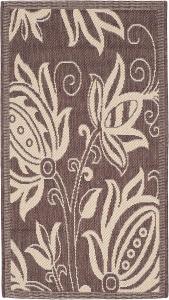 Ковер SAFAVIEH, 61 x 110 см, Washable Outdoor Courtyard Collection - , Chocolate & Natural, без линьки и легкий в уходе, идеально для патио, входной двери, прихожей, придверный ковер (CY2961-3409)