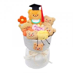 DUOMIAOYOU Кремовый мишка с букетом кукла