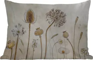 Подушка для улицы - Цветочный - Акварель - Натюрморт - Коричневый - Винтаж - 60x40 см - Устойчива к атмосферным воздействиям - Подушка для отдыха - Декоративная подушка - Подушка для дома MuchoWow