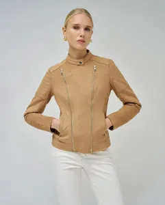 Женская замшевая куртка с мандариновым воротником Salsa Jeans, коричневый