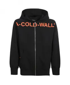 Хлопковая толстовка с капюшоном и застежкой-молнией по всей длине. A-Cold-Wall, черный