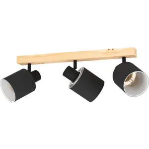 Потолочный светильник BATALLAS, потолочный спот, дерево, сталь и текстиль, E27, винтаж, лампа E27 1 шт., потолочный светильник в скандинавском стиле, потолочный спот, лампа для гостиной, потолочная лампа Eglo, коричневый/черный