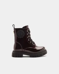 Ботинки Combat с блестящей пластиковой отделкой Conguitos, темно-красный