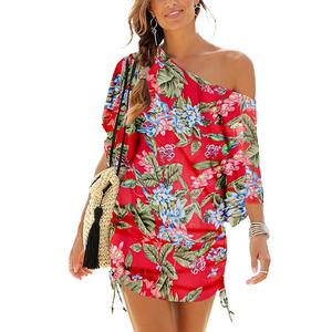 Женское платье с кулиской и сборками Lascana, Red Printed