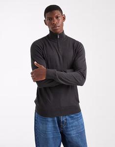 Джемпер с застежкой-молнией 1/4 темно-серого цвета Threadbare