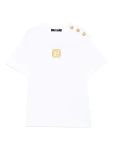 Футболка с вышитым логотипом Balmain Kids, белый
