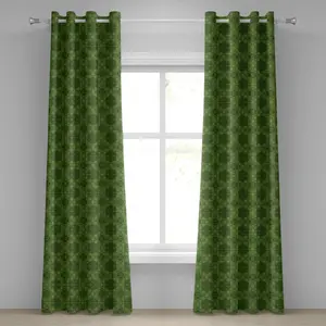 Штора на люверсах ABAKUHAUS, шалфейный цвет, старинный узор с геометрическим происхождением, цветы в форме мандалы, декоративные двухпанельные шторы, 280 см x 260 см, оливково-зеленый, папоротниковый Abakuhaus