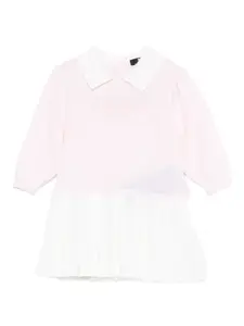 Плиссированное платье с воротником Balmain Kids, розовый