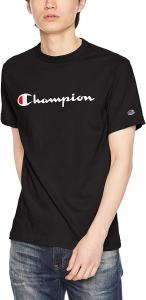 Мужская футболка Champion C3-P302 с коротким рукавом, 100% хлопок, классический дизайн, с логотипом, черный