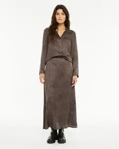 Юбка с анималистичным принтом и боковой застежкой-молнией System Action, коричневый