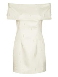 ROTATE BIRGER CHRISTENSEN мини-платье с открытыми плечами, расшитое бисером, белый