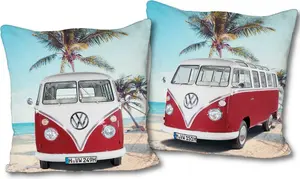 Подушка VW Volkswagen Bulli T1 Red 40 x 40 см, подходящая к постельному белью 172 Beronage