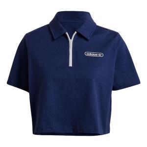 Футболка (WMNS) adidas Original Crop Zip Polo Shirt 'Night Sky', цвет night sky