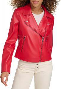 Женская куртка-косуха Levi's из гладкой искусственной кожи, красный