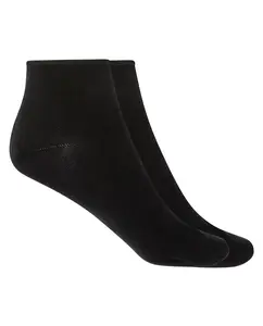 Набор из 2 пар женских однотонных хлопковых носков с закатанными манжетами Punto Blanco, черный