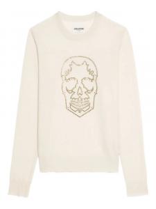 Кашемировый свитер Zadig&Voltaire с изображением черепа, нейтральный