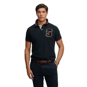 Поло Superdry Vintage Athletic Patch с коротким рукавом, синий