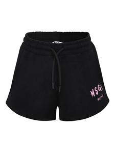 Детские хлопковые шорты с логотипом MSGM MSGM Kids, черный