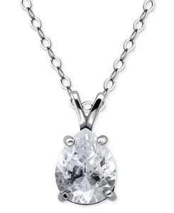 Ожерелье с подвеской-солитером из кубического циркония в форме груши, 16 дюймов + 2 дюйма, эксклюзивно в Macy's Giani Bernini, silver