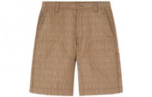 Джинсовые бермуды с высокой талией и жаккардовым принтом VERSACE, коричневый