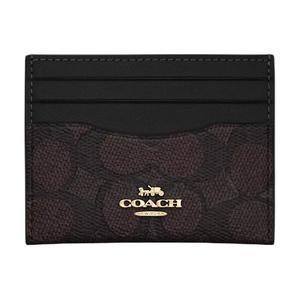 COACH Мини-картхолдер из прорезиненной ткани женский черный, Black