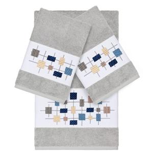 Linum Home Textiles Набор полотенец из 3 предметов из турецкого хлопка с украшением Khloe, светло-серый