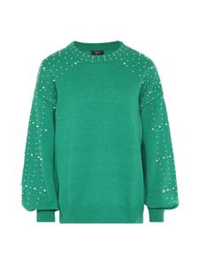 Женский свитер с жемчугом в ЗЕЛЕНОМ цвете faina