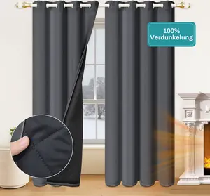 Плотные шторы 100%, трехслойные, с теплоизоляцией и звукоизоляцией для гостиной и спальни, 2 шт., серые, Ш132 x В244 см BTTO